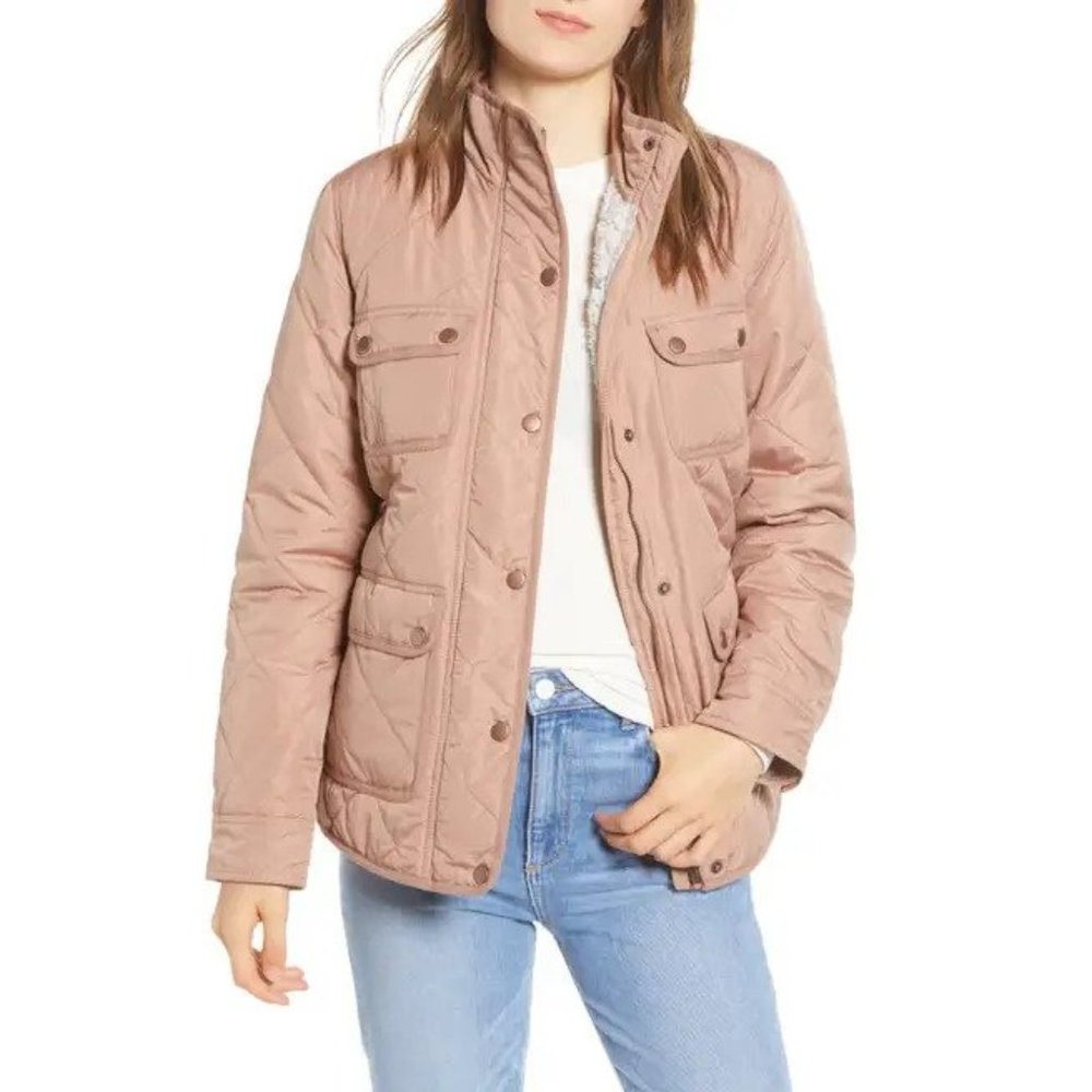 Thread & Supply Fleece Lined Quilted Utility Jacket, Size: X-Small, Color: Mocha